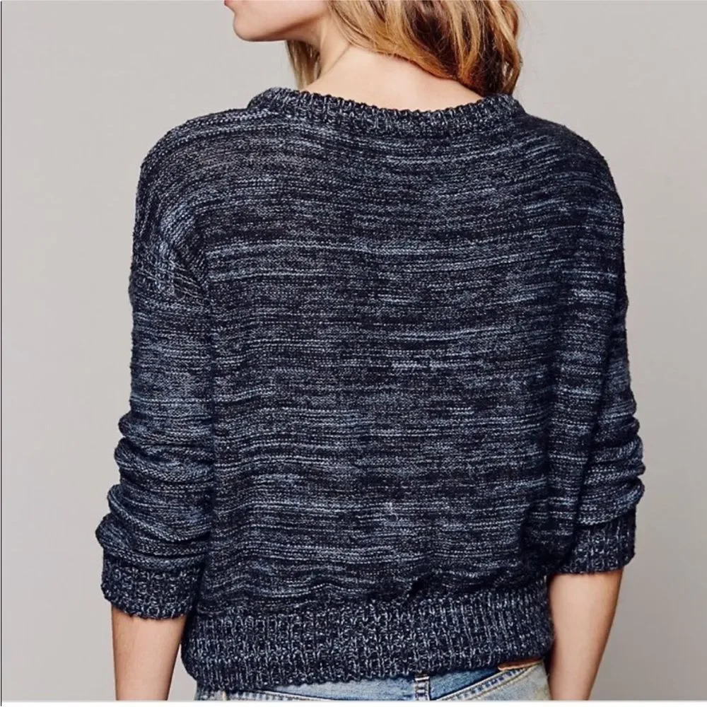 Free People In My Pocket Cropped Boxy Sweater w/ Pockets in Charcoal Grey XS - Picture 2 of 15